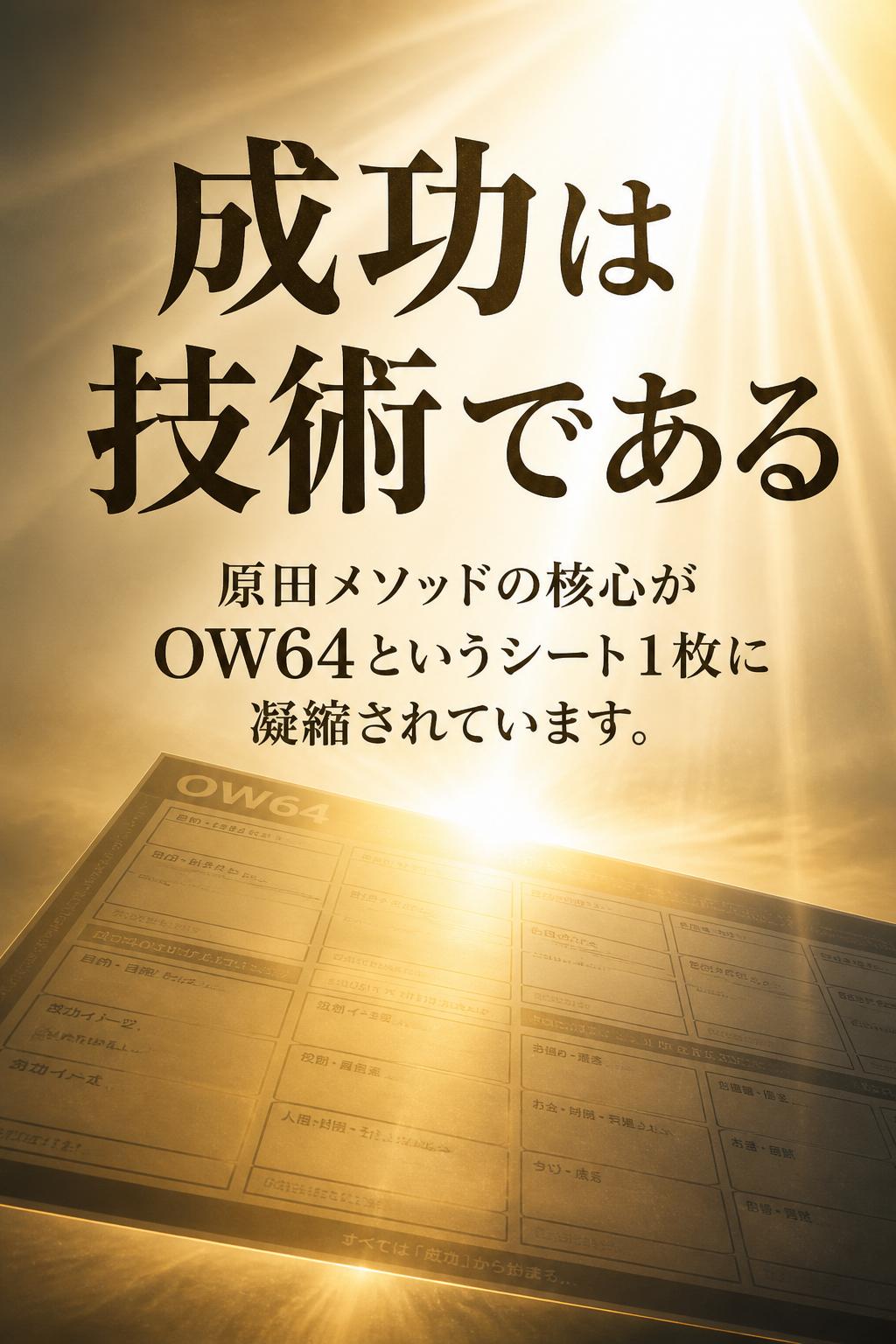 「成功は技術である」――原田メソッドのこの言葉の核心が、OW64というシート1枚に凝縮されているのです。